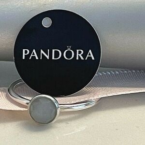 PZ ALE S925 Pandora 52 Grey Moonston Silver June Droplet Ring